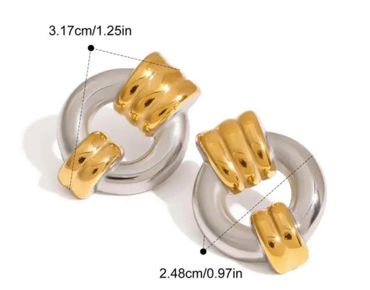 Round Silver Gold Vintage Studs