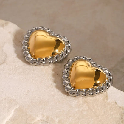 Silver Gold Heart Studs