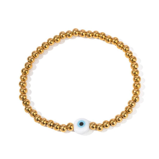 Evil Eye mini gold ball bracelet - Stretchable ( Adjustable )